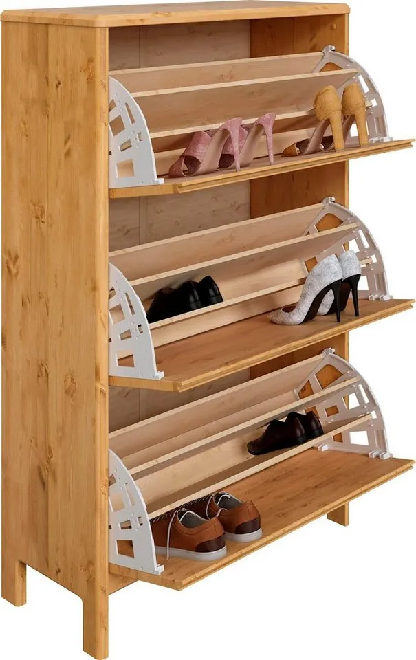 OTTO home Schuhschrank Luven FSC® zertifiziertes Massivholz, mit 3 Klappen, Beige, – Produktbild 5 von 5