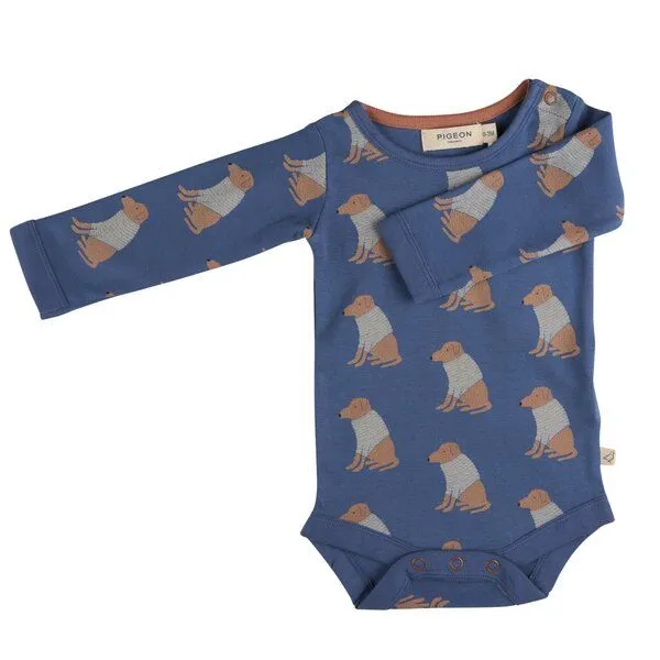 Pigeon by Organics for Kids Pigeon by Organics for Kids Kinder-Langarmbody mit Aufdruck, Labrador-night blue (blau), – Produktbild 1 von 1