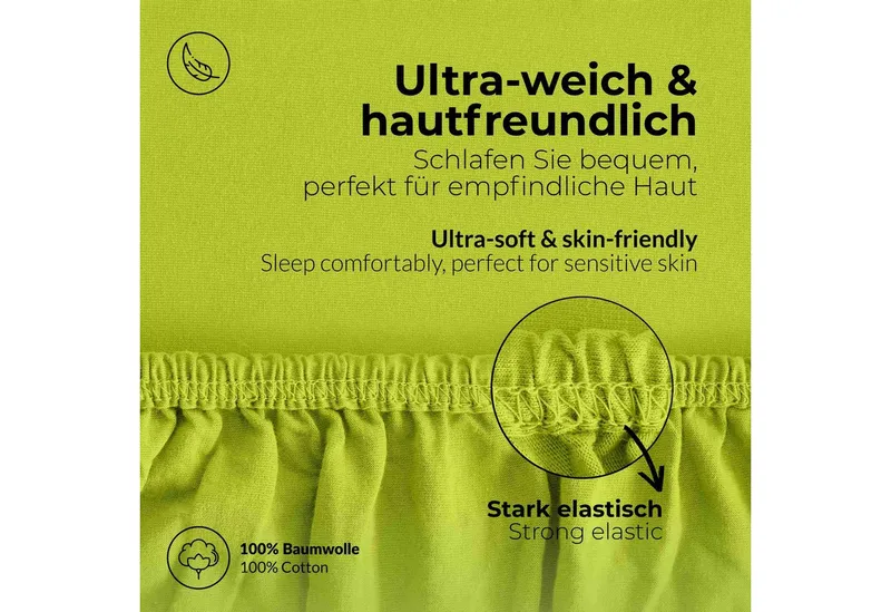 etérea Himmlische Qualität Spannbettlaken etérea Comfort Jersey Spannbettlaken, Jersey, Gummizug: rundum, (1 Stück), Grün, – Produktbild 4 von 8
