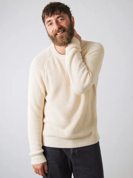 Honest Basics Honest Basics Herren Strickpullover aus 100% Bio-Baumwolle, Ivory, – Produktbild 1 von 4