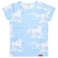 Walkiddy Kinder T-Shirt GOTS zertifiziert – 95% Bio-Baumwolle, Hellblau mit Pferdemotiv, Kurzarm, weich & bequem | Walkiddy – Produktbild 1 von 1
