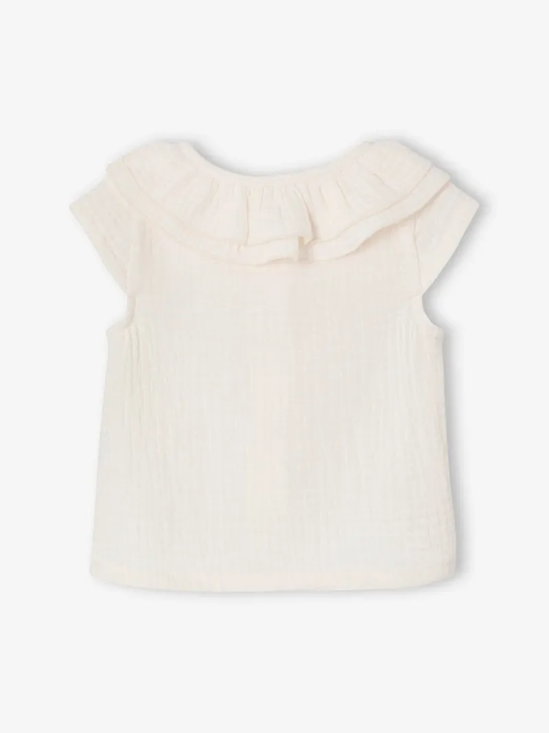 Vertbaudet Baby Bluse aus Musselin mit Doppelkragen, Wollweiß, – Produktbild 3 von 3
