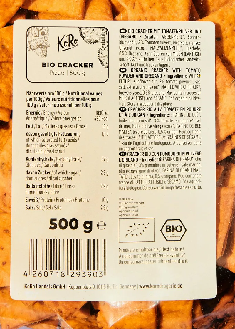 KoRo Bio Cracker Pizza 6 x 500 g – Produktbild 3 von 5