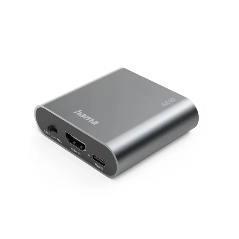 Hama Hama HDMI-Audio-Extractor "AE90", HDMI™ zu Audio, Toslink, 3,5-mm-Klinke, Silber, – Produktbild 1 von 3