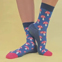Fräulein Prusselise Fräulein Prusselise Pilz Socke, Fliegenpilze, blau-rot, neu, bunt gemustert – Produktbild 1 von 1
