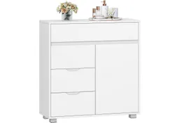LuxusKollektion Badkommode Badezimmerschrank Kommode 4 Schubladen Schranktür Weiß 30 x 80 x 82 cm – Produktbild 1 von 1