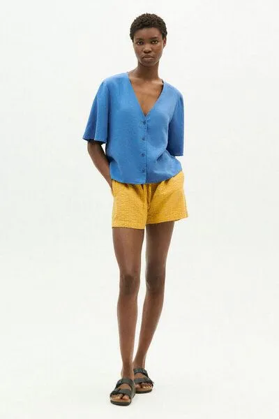thinking mu thinking mu Hemdbluse - Hemp Libelula Blouse - aus Hanf & Tencel, Heritage blue (blau), – Produktbild 3 von 3