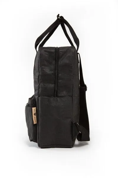 PAPERO PAPERO Rucksack aus Papier wasserfest vegan 2 in 1 Handtasche Damen, Schwarz, – Produktbild 2 von 4