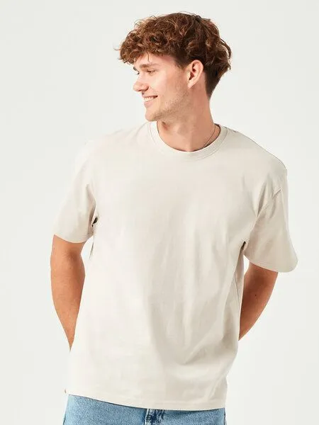 COREBASE COREBASE T-Shirt "BoxFit" aus 100% Bio-Baumwolle, Stone (grau), – Produktbild 2 von 4