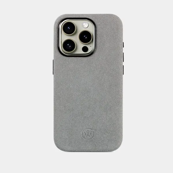 GOOD WILHELM GOOD WILHELM iPhone Pro Hülle JOSEPH aus italienischem Alcantara (vegan), Concrete gray, – Produktbild 3 von 3