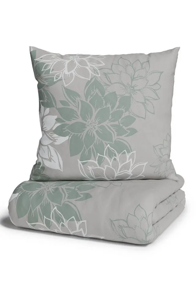 OTTO home Bettwäsche Susan in Gr. 135x200 oder 155x220 cm, Polycotton recycelt, 2 teilig, in verschiedenen Qualitäten, romantische Bettwäsche mit Blumen, Grün, – Produktbild 5 von 7