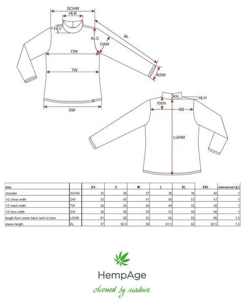 HempAge HempAge Damen Langarm-Shirt mit Stehkragen Hanf/Bio-Baumwolle, Menta-181, – Produktbild 2 von 4