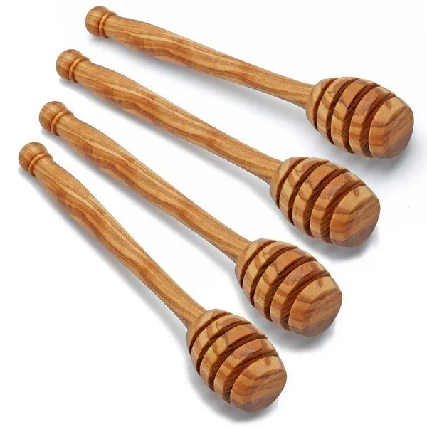 NATUREHOME NATUREHOME Honiglöffel Honigheber Olivenholz Design 4er Set 15cm – Produktbild 3 von 4