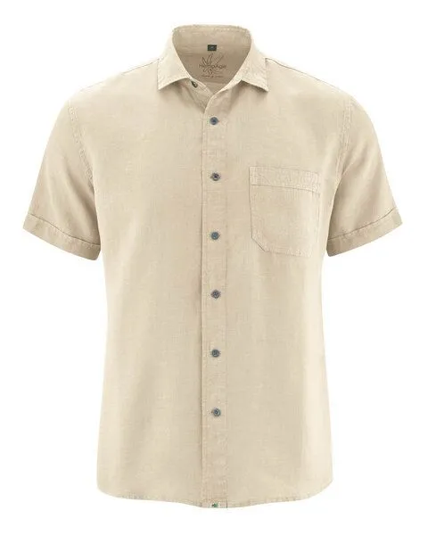 HempAge HempAge 100% Hanf Kurzarmhemd Herren, Gobi (beige), – Produktbild 2 von 4