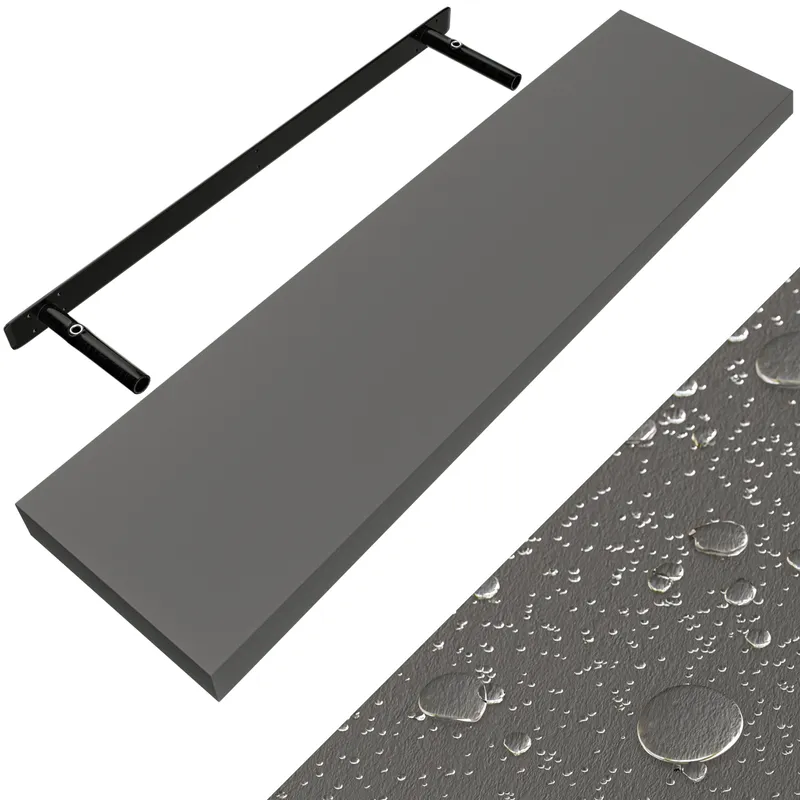 Casaria® Wandregal Schweberegal 90cm Grau + Halterung, Grau, – Produktbild 1 von 2