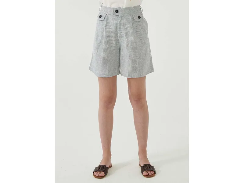 ORGANICATION ORGANICATION Shorts aus Bio-Baumwolle mit Streifenmuster, Shadow/off white, – Produktbild 1 von 5