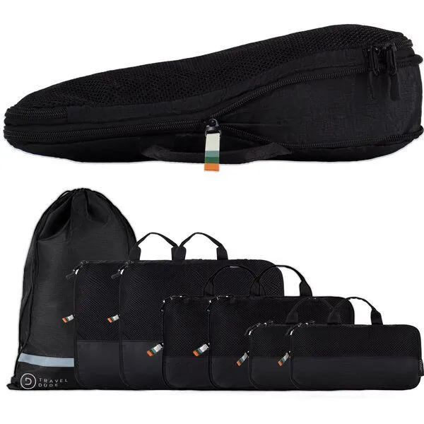 TRAVEL DUDE TRAVEL DUDE Packing Cubes mit Kompression aus recycelten Plastikflaschen, Schwarz, – Produktbild 2 von 8