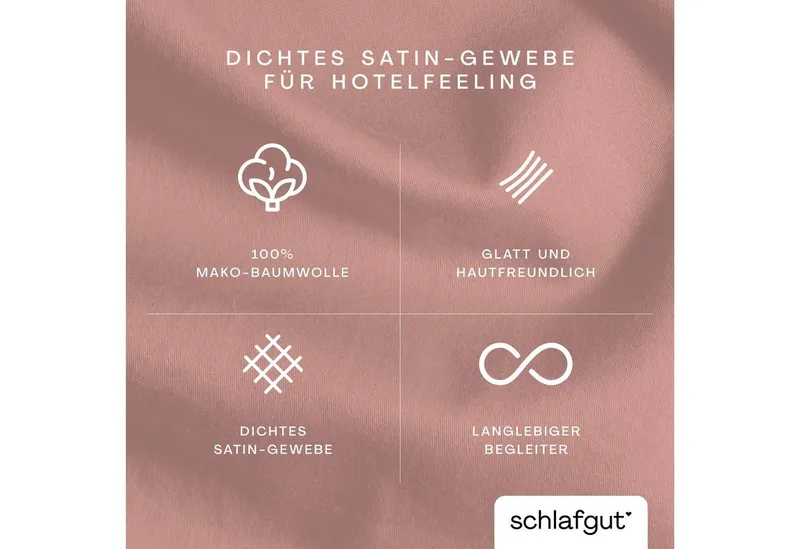 Schlafgut Schlafgut Kissenbezug Premium Kissenhülle Woven Satin, 100% Baumwolle, (1 Stück), Ton-in-Ton Reißverschluss, Fadendichte von 300tc, Uni, OEKO Tex, Rosa, – Produktbild 3 von 5