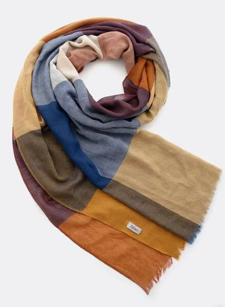 Djian Djian Schal aus Merino-Wolle – KARO – mulesingfrei, Blau, – Produktbild 1 von 3