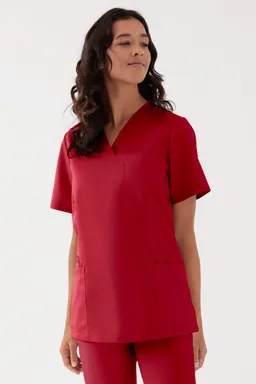 TENCEL™ Schlupfkasack Damen - V-Ausschnitt, rot - Berufsbekleidung.de – Produktbild 1 von 1