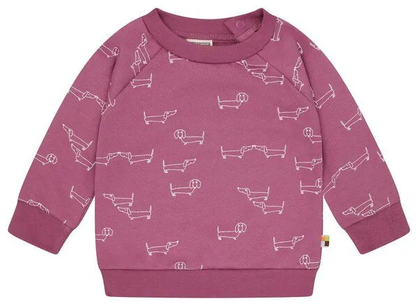 loud + proud loud + proud Babys & Kinder Sweatshirt mit Alloverdruck, GOTS-zertifiziert, Grape(rosa), – Produktbild 1 von 2