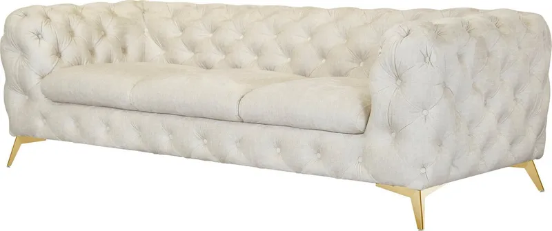 Home affaire Chesterfield-Sofa Glynis, aufwändige Knopfheftung, moderne Chesterfield Optik, Fußfarbe wählbar, Beige, – Produktbild 4 von 8