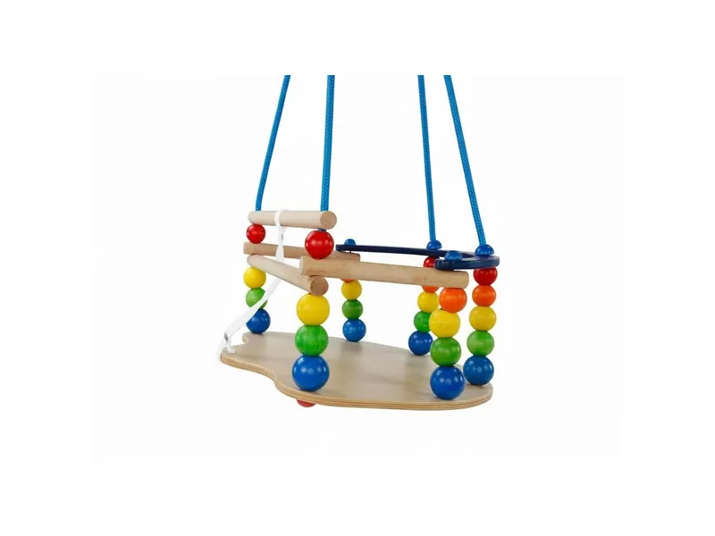 Hess Holzspielzeug Hess Holzspielzeug Babyschaukel und Kleinkindschaukel Gitterschaukel de Luxe, Natur, rot, mehrfarbig, – Produktbild 1 von 2