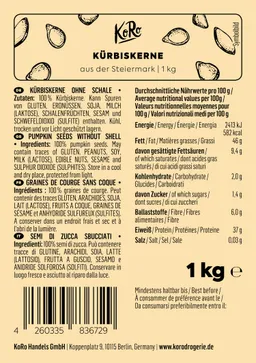KoRo Kürbiskerne aus der Steiermark 1 kg – Produktbild 1 von 1