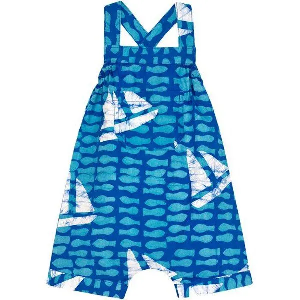 Global Mamas Global Mamas Baby Strampler - Fische - Bio Baumwolle - Blau – Produktbild 1 von 2