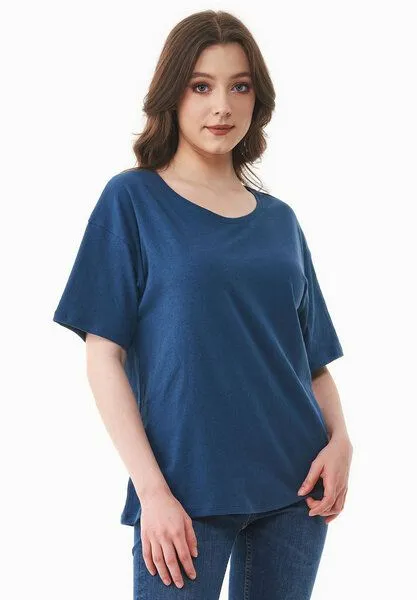 ORGANICATION ORGANICATION T-Shirt aus Bio-Baumwolle und Leinen, Blau(navy), – Produktbild 3 von 4