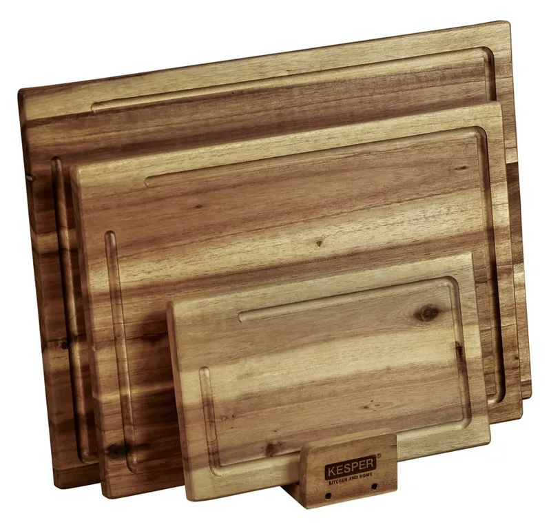 Kesper Kesper Schneidebrett inkl. Ständer, Massivholz, (Set, 4-St), aus FSC-zertifiziertem Akazienholz, Braun, – Produktbild 1 von 5