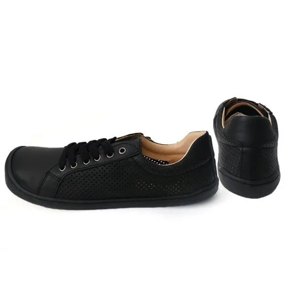 Pololo Pololo Plus perforierter Barfuß Sneaker für Erwachsene, chromfrei gegerbtes Leder, Schwarz, – Produktbild 2 von 4