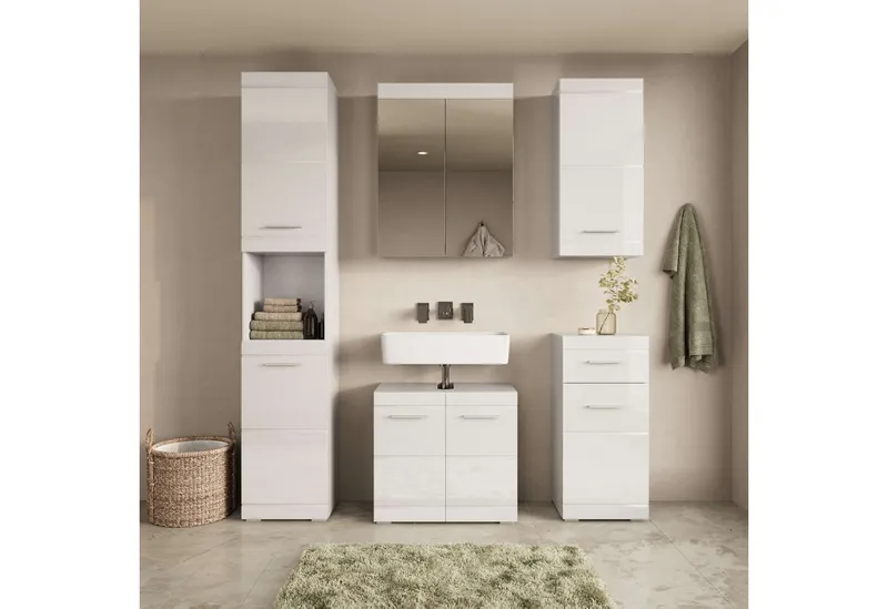 OTTO home Badmöbel-Set Föhr, (Set, 5-St), mit eleganten Hochglanzfronten, FSC® zertifiziert, Weiß, – Produktbild 3 von 5