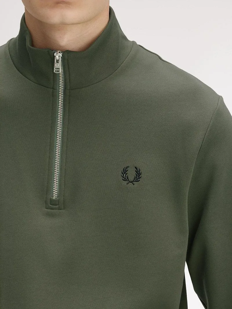 Fred Perry Fred Perry Half Zip Pullover Dunkelgrün Z50 - Größe M, Dunkelgrün, – Produktbild 2 von 5