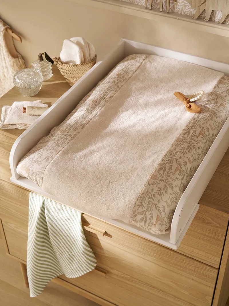 Vertbaudet Bezug für Wickelauflage, Beige bedruckt, – Produktbild 1 von 3