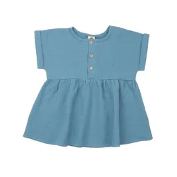 Walkiddy Mädchen Bluse GOTS zertifiziert, 95% Bio-Baumwolle, blau, „Floral Night“, weich, Kurzarm, Raffung – Walkiddy – Produktbild 1 von 1