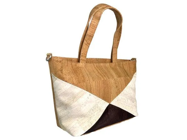 Kork-Deko Kork-Deko Kork-Handtasche beige-braun-weiß (Shopper) – Produktbild 4 von 6