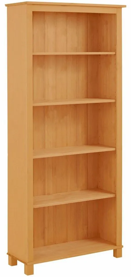 OTTO home Regal Pivo Bücherregal mit 4 verstellbaren Einlegeböden, aus massivem Kiefernholz, 5 Fächer, mit einer natürlichen Maserung, Beige, – Produktbild 2 von 5