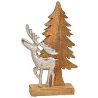 Mitienda Shop Mitienda Shop Tannenbaum mit Elch aus Holz und Metall Aufsteller, Weihnachtsdeko – Produktbild 1 von 1