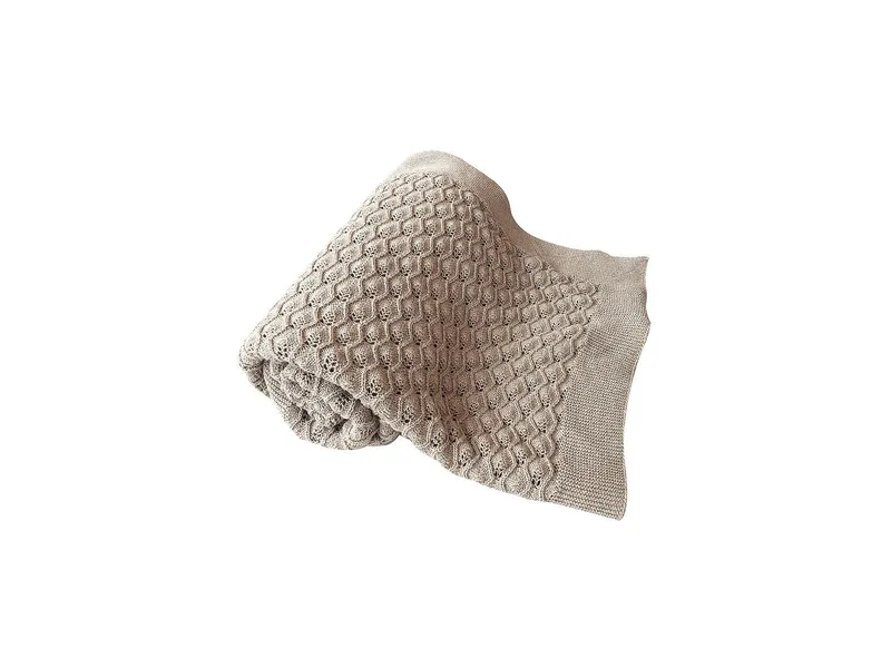 Kikadu Kikadu Ajour Decke Sand Melange 110 x 90 cm, Natur, braun, – Produktbild 1 von 2
