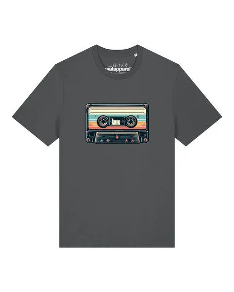 watapparel watapparel T-Shirt Unisex Retro Kassette, Anthracite, – Produktbild 1 von 2