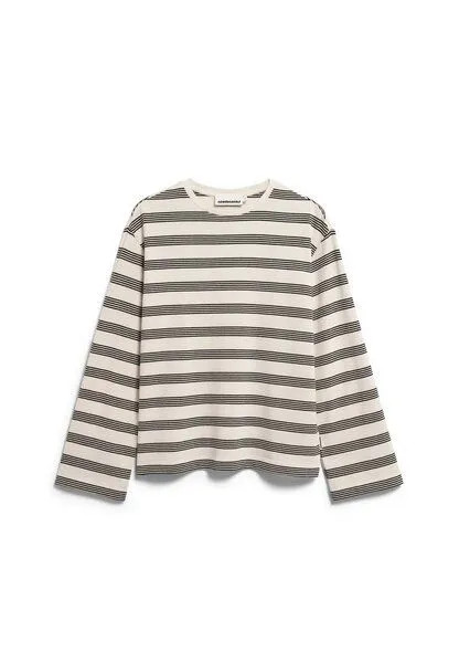 ARMEDANGELS ARMEDANGELS MARYNAA FINE STRIPE Damen Longsleeve aus Bio-Baumwoll Mix, Oatmilk-black, – Produktbild 1 von 2