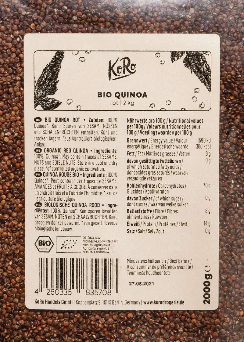 KoRo Rote Bio Quinoa 2 kg – Produktbild 4 von 5