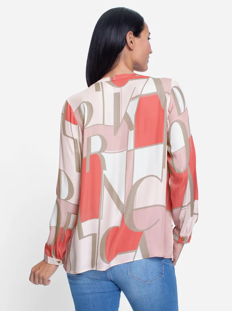 heine Druckbluse, Koralle-hellrosé-bedruckt, – Produktbild 1 von 2