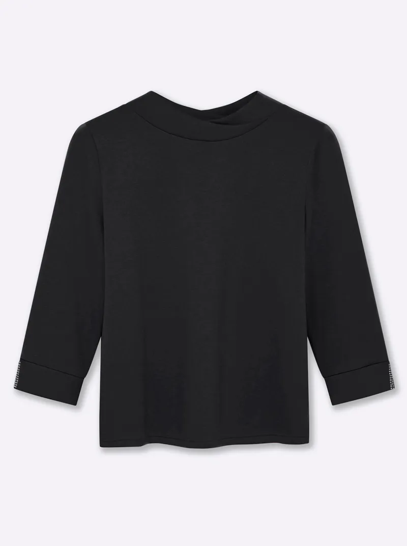 sheego Sweatshirt schwarz, Schwarz, – Produktbild 1 von 2