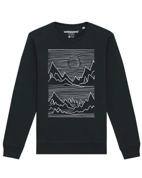 watapparel watapparel Sweatshirt Unisex Mountains, Black, – Produktbild 1 von 3