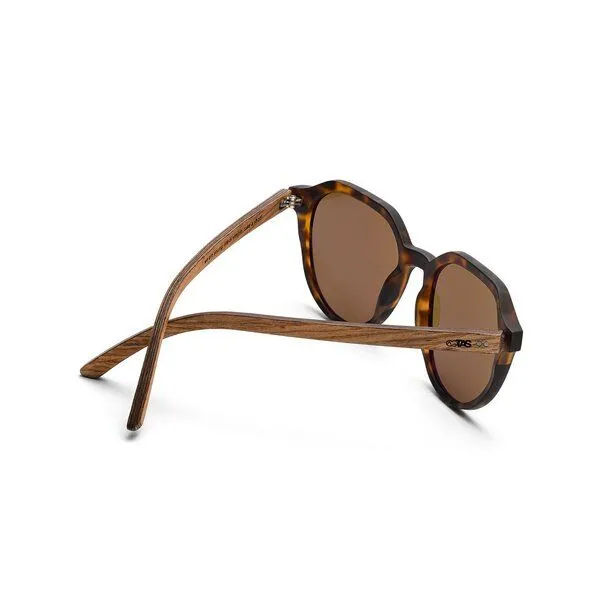 TAKE A SHOT TAKE A SHOT Holz Sonnenbrille für Herren und Damen mit Flattop Design, Braun (havana/kirsche/braun), – Produktbild 3 von 4