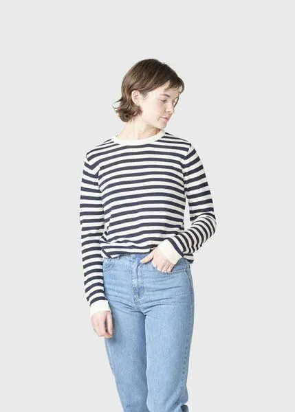 Klitmøller Klitmøller Strickpullover Basic Stripe Merino Knit, Cream/navy, – Produktbild 3 von 4