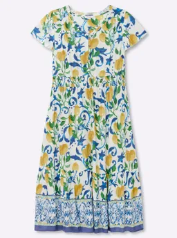 sheego by Joe Browns Maxikleid weiß-sonnengelb-gemustert – Produktbild 1 von 1