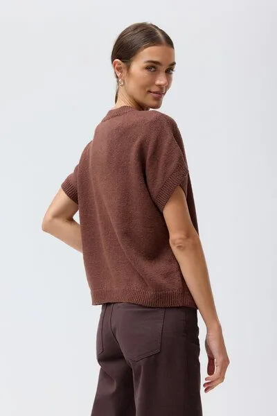 People Wear Organic People Wear Organic Boucléstrick Pullover Kurzarm, Kastanie, – Produktbild 3 von 3